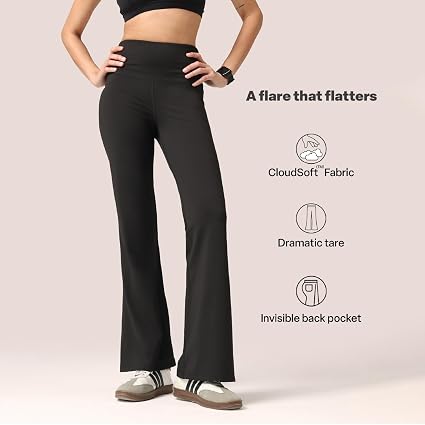 BlissClub Ultimate Flare Pants Lite Regular for Women Upto 5'4 ft | High Waist Trousers and Formal Pants for Office wear | Comfortable fit